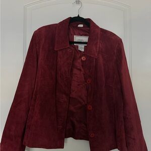 Evan Picone Burgundy Suede Blazer